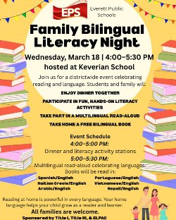 Flier, yellow with clip art of books